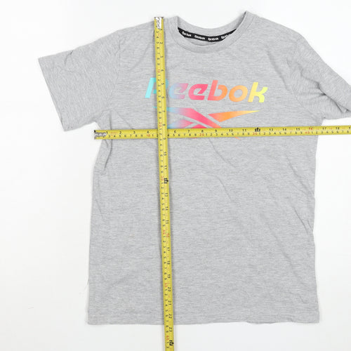 Reebok Girls Grey Logo T-Shirt 11-12 Years Lightweight Cotton Blend