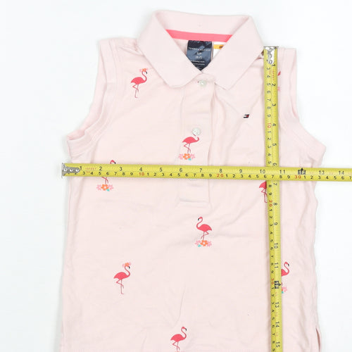 Tommy Hilfiger Girls Pink Flamingo Sleeveless Polo Shirt 6-7 Years