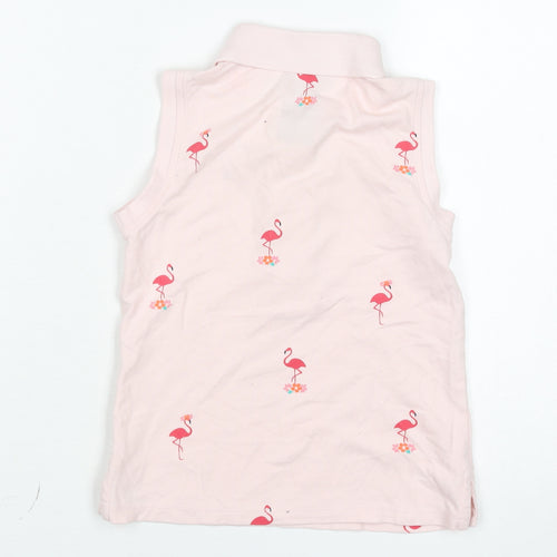 Tommy Hilfiger Girls Pink Flamingo Sleeveless Polo Shirt 6-7 Years