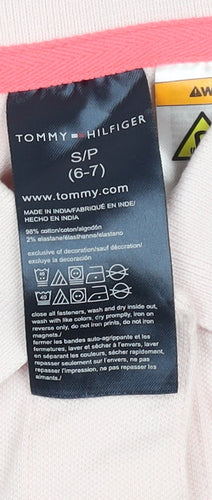 Tommy Hilfiger Girls Pink Flamingo Sleeveless Polo Shirt 6-7 Years