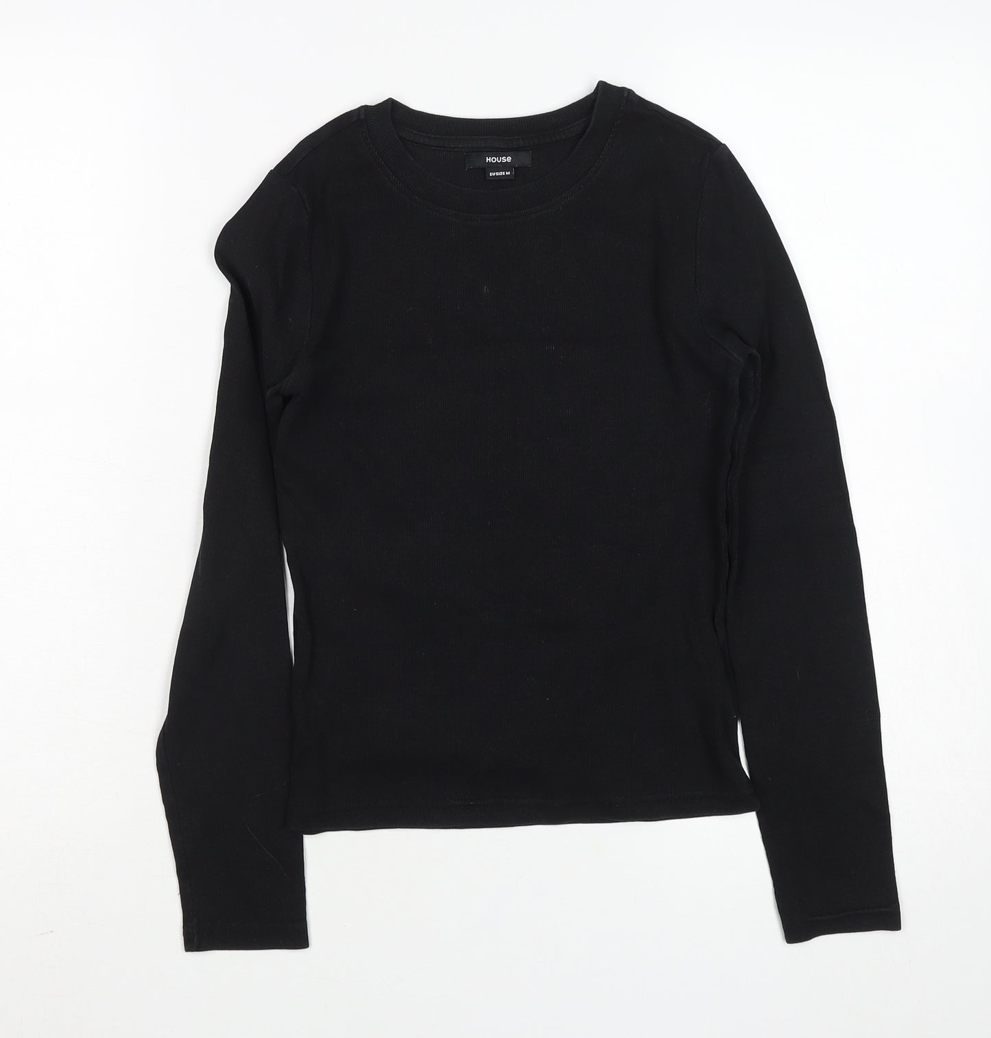House Women Black Long Sleeve Basic Crew Neck Cotton T-Shirt Size M