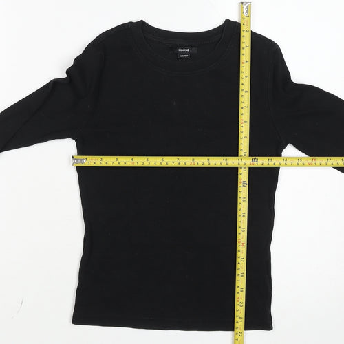 House Women Black Long Sleeve Basic Crew Neck Cotton T-Shirt Size M