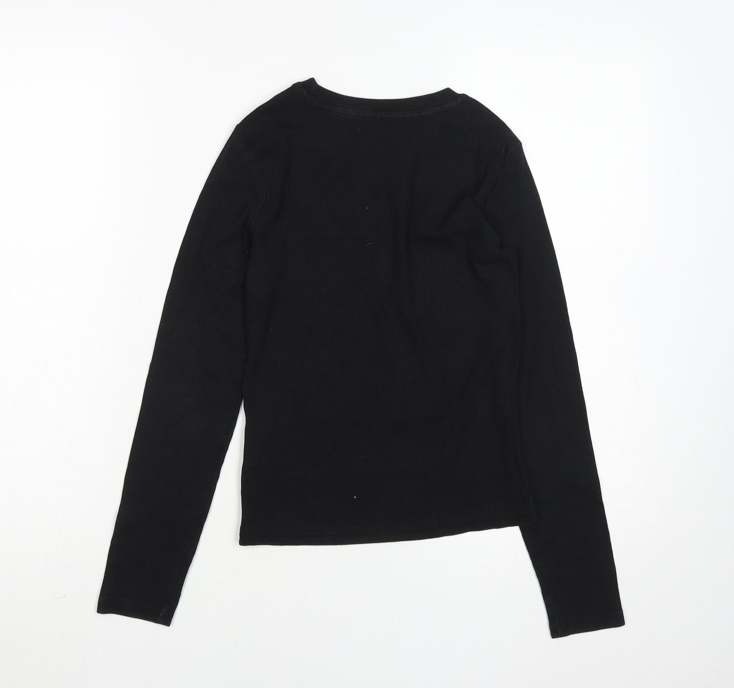 House Women Black Long Sleeve Basic Crew Neck Cotton T-Shirt Size M