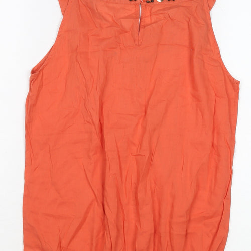 Red Herring Women's Orange Beaded Sleeveless Cotton Blouse Size 18