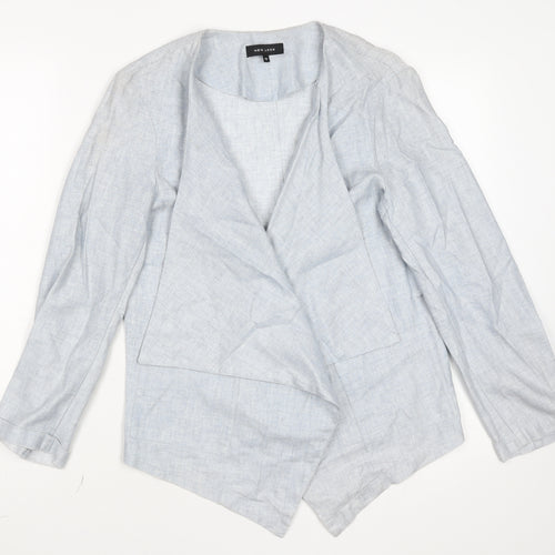 New Look Women’s Grey Linen Blend Open Front Jacket Size 12