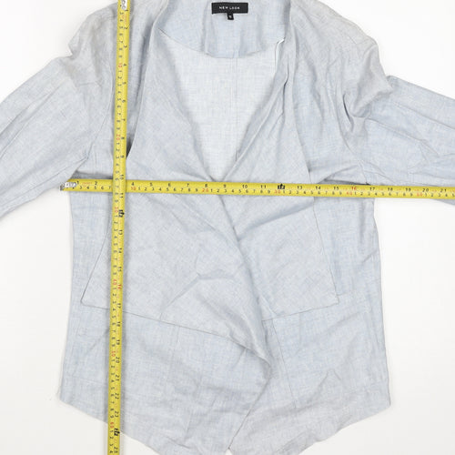 New Look Women’s Grey Linen Blend Open Front Jacket Size 12