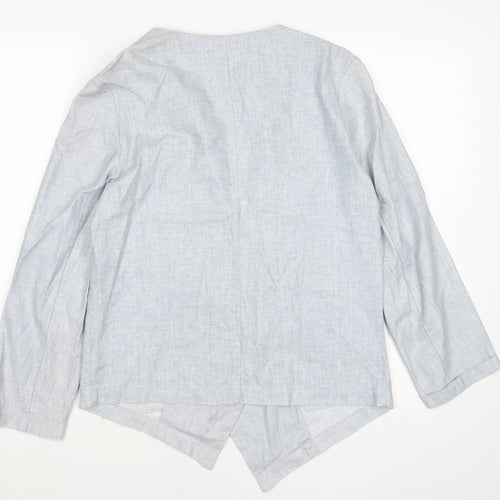 New Look Women’s Grey Linen Blend Open Front Jacket Size 12