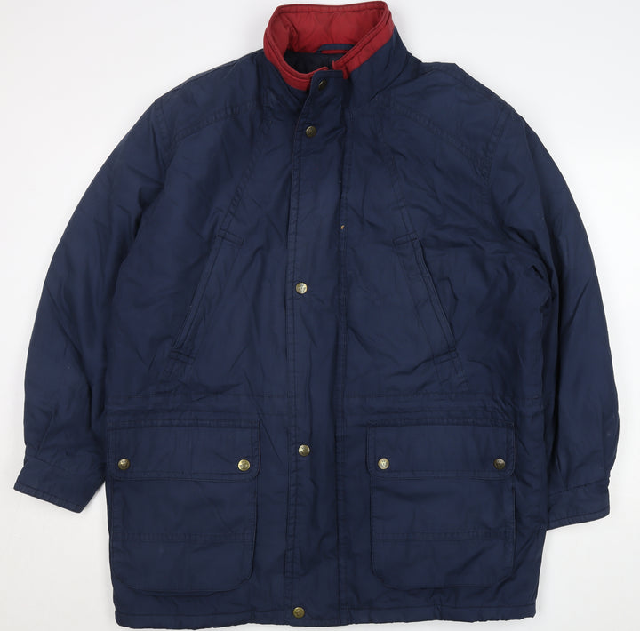 Marks and Spencer Men's Blue L 41-43" Parka Jacket Polyester Cotton