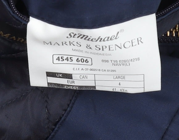 Marks and Spencer Men's Blue L 41-43" Parka Jacket Polyester Cotton