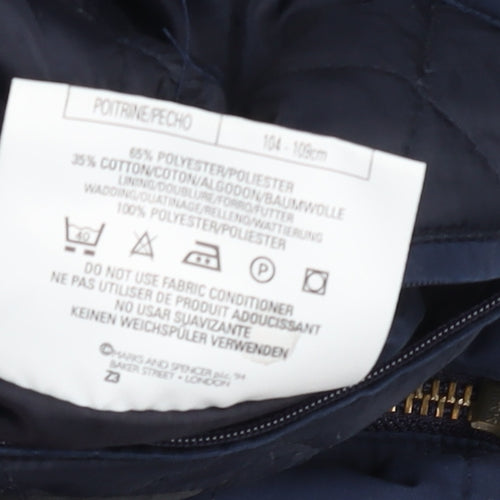Marks and Spencer Men's Blue L 41-43" Parka Jacket Polyester Cotton