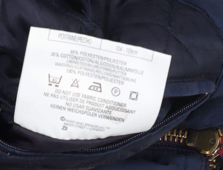 Marks and Spencer Men's Blue L 41-43" Parka Jacket Polyester Cotton