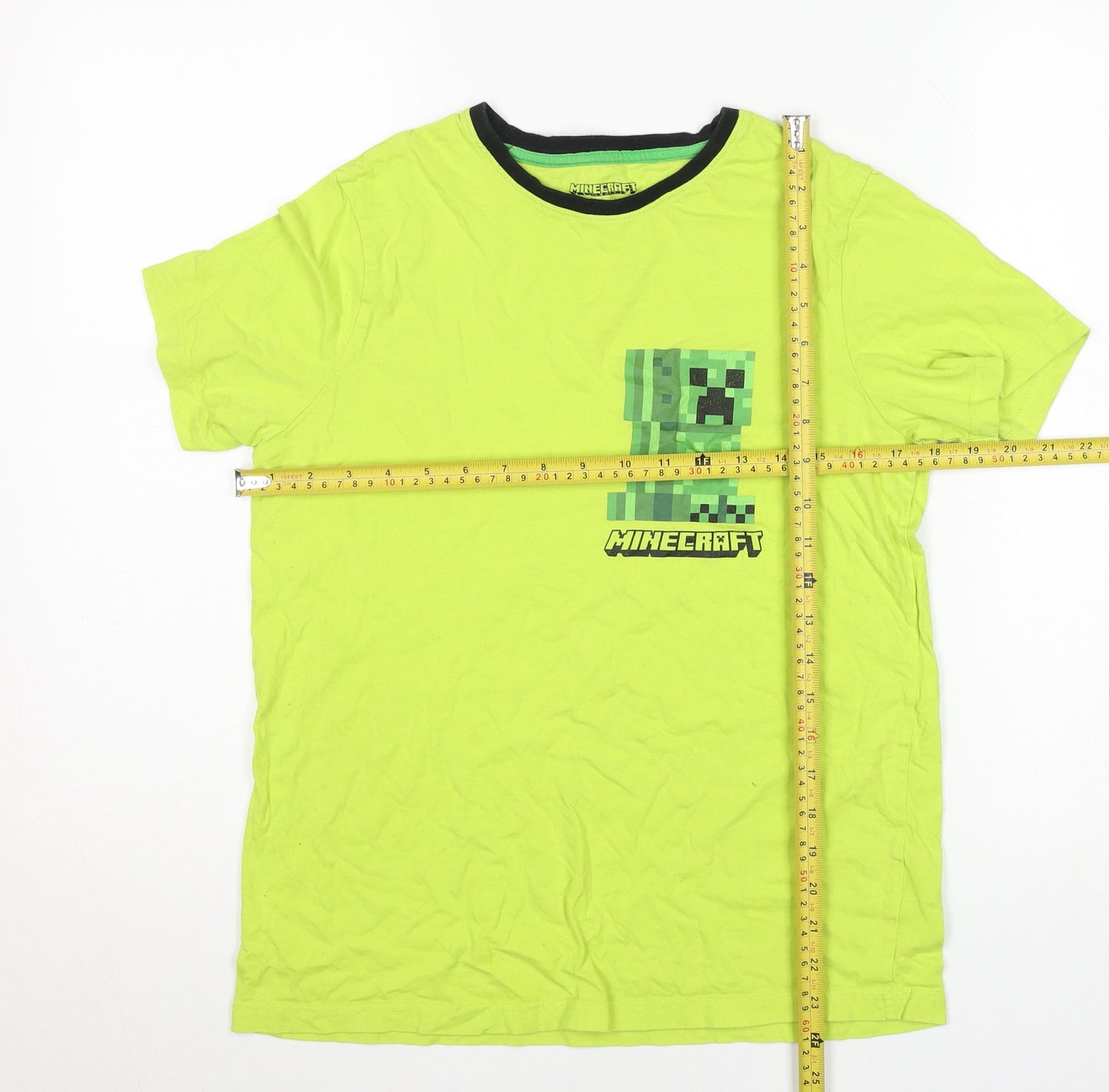 Minecraft Boys Green Creeper T-Shirt 13-14 Years Short Sleeve Cotton