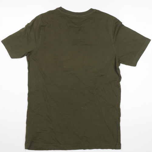 Puma Men's Green Cotton Graphic Logo Regular Fit T-Shirt Size S