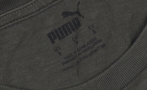 Puma Men's Green Cotton Graphic Logo Regular Fit T-Shirt Size S