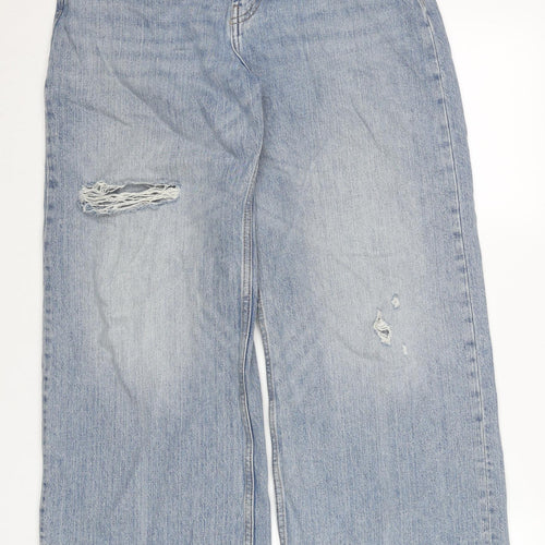 Pull&Bear Men's Blue Distressed Straight Denim Jeans Size 26