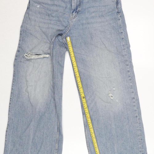 Pull&Bear Men's Blue Distressed Straight Denim Jeans Size 26