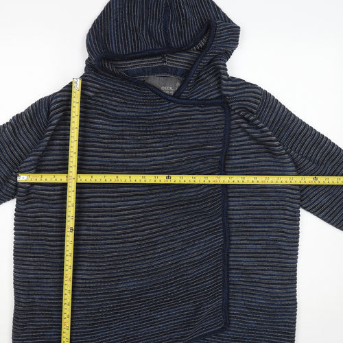 Cecil Women's Blue Striped Hooded Pullover Jumper Size S