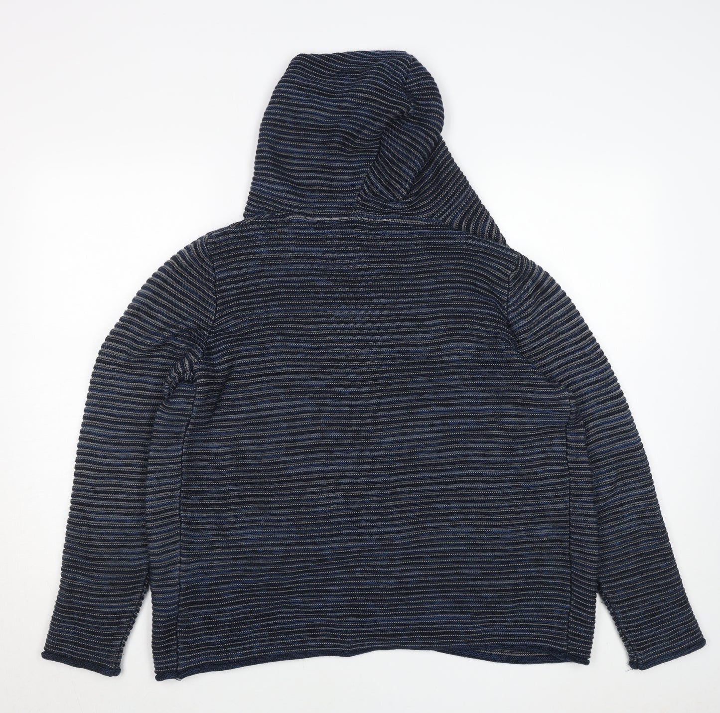 Cecil Women's Blue Striped Hooded Pullover Jumper Size S