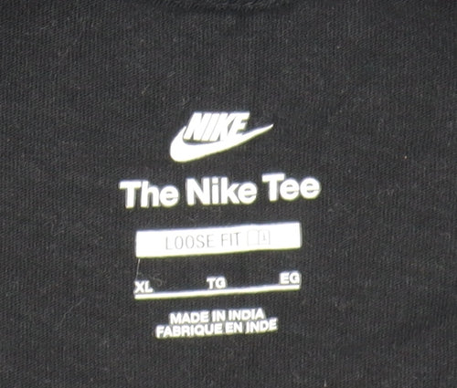Nike Womens Black XL Loose Fit Air Logo Cotton T-Shirt