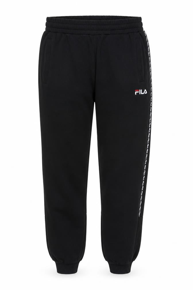 Front view of Fila Men's Black Jogger Trousers, size S, Regular Fit Activewear