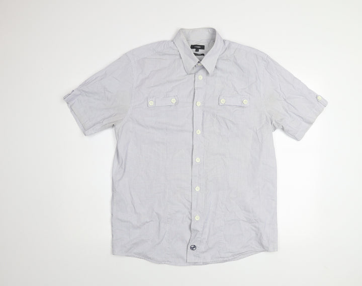 Peter Werth Men's Blue Striped Short Sleeve Button-Up Shirt L