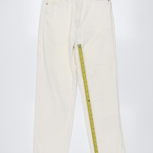 Primark Women Ivory Straight Jeans Size 8 Regular Fit Denim