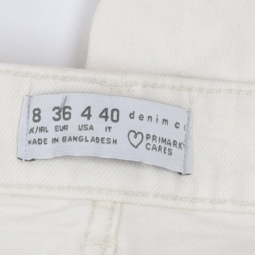 Primark Women Ivory Straight Jeans Size 8 Regular Fit Denim