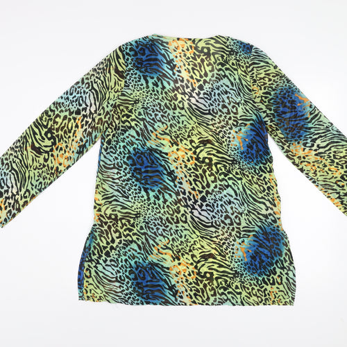 St. Bernard for Dunnes Stores Women's Multicoloured Animal Print Beaded V-Neck Tunic Blouse Size S