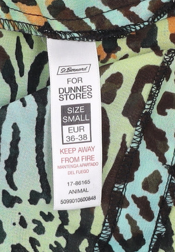 St. Bernard for Dunnes Stores Women's Multicoloured Animal Print Beaded V-Neck Tunic Blouse Size S