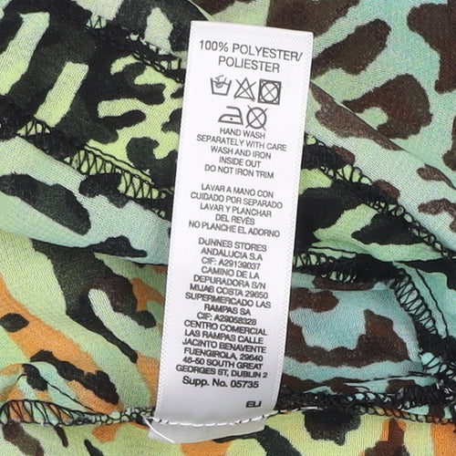 St. Bernard for Dunnes Stores Women's Multicoloured Animal Print Beaded V-Neck Tunic Blouse Size S