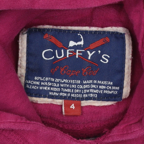 Cuffy’s Cape Cod Girls Pink Pullover Hoodie Size 4 Cotton Blend