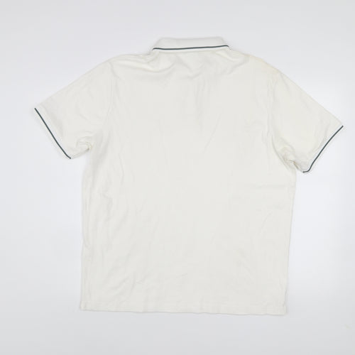 Zara Men's White XL Cotton Short Sleeve Polo Shirt
