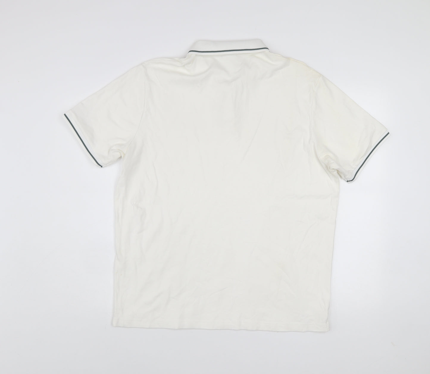 Zara Men's White XL Cotton Short Sleeve Polo Shirt