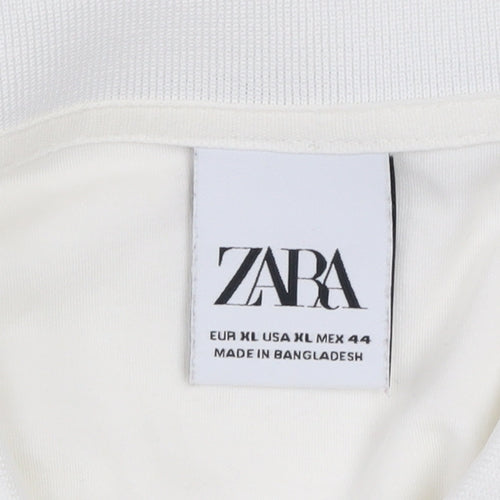 Zara Men's White XL Cotton Short Sleeve Polo Shirt
