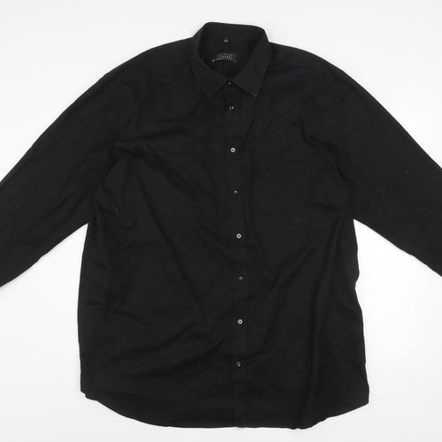 FENIKS Men's Black Long Sleeve Cotton Button-Up Shirt Size 47