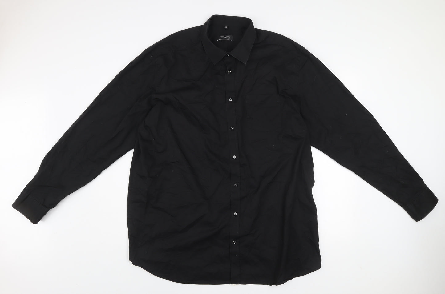 FENIKS Men's Black Long Sleeve Cotton Button-Up Shirt Size 47