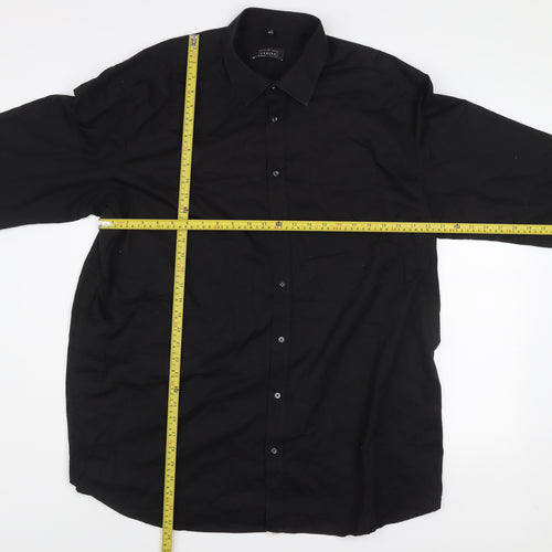 FENIKS Men's Black Long Sleeve Cotton Button-Up Shirt Size 47