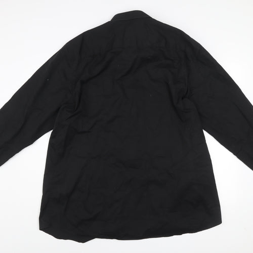 FENIKS Men's Black Long Sleeve Cotton Button-Up Shirt Size 47