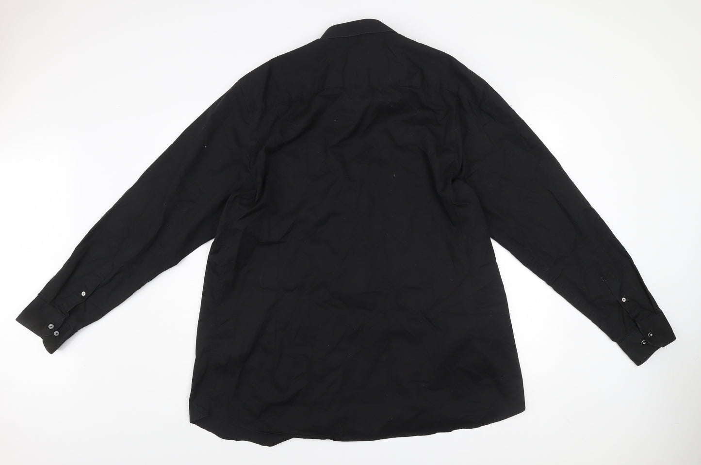 FENIKS Men's Black Long Sleeve Cotton Button-Up Shirt Size 47