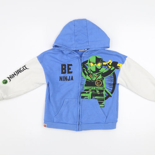 LEGO Boys Blue Ninjago Zip Hooded Jacket 5-6 Years Cotton Blend