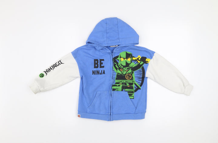 LEGO Boys Blue Ninjago Zip Hooded Jacket 5-6 Years Cotton Blend