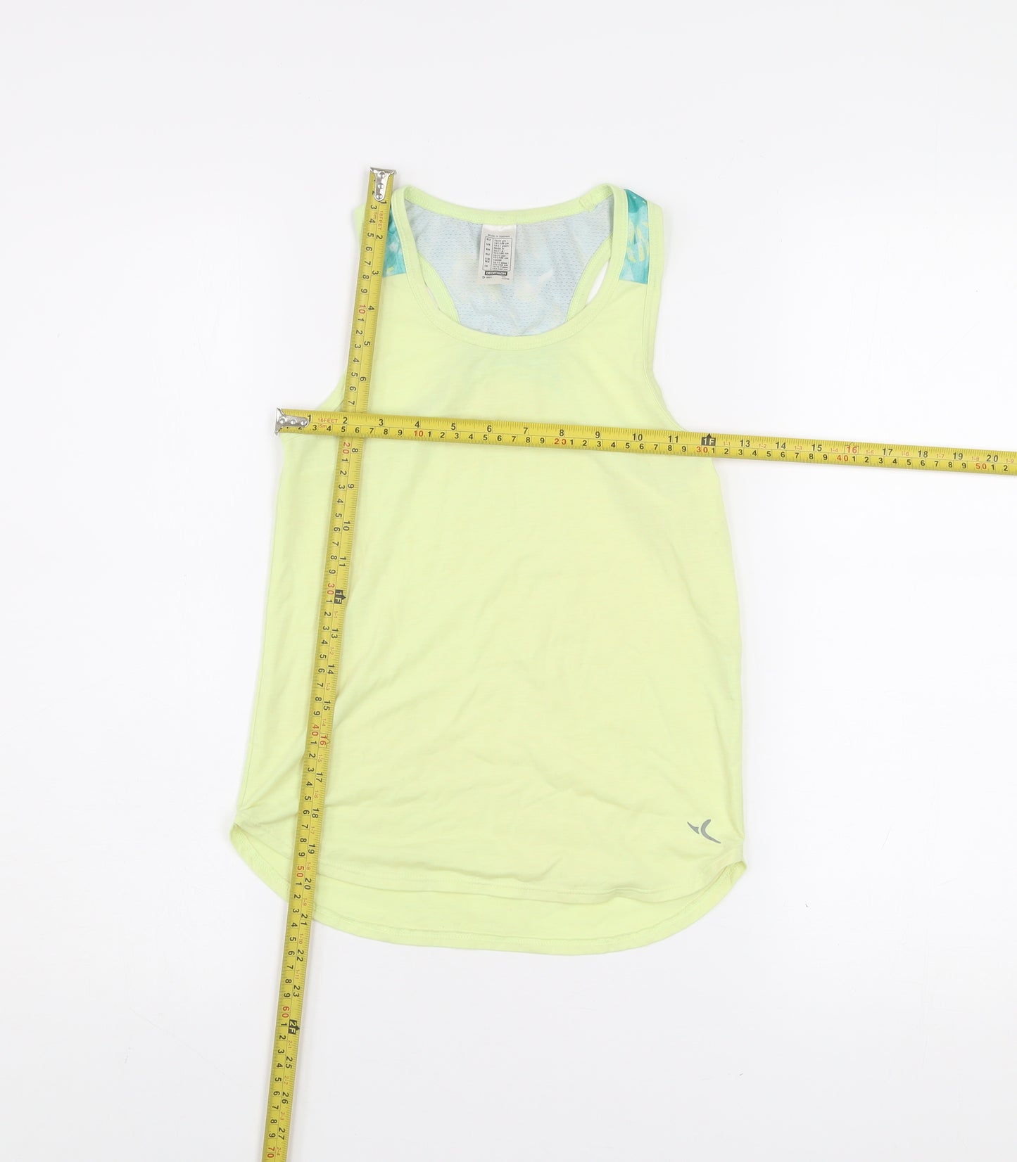 Decathlon Girls Yellow Tank Top 10-11 Years Lightweight Sports Vest