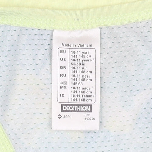 Decathlon Girls Yellow Tank Top 10-11 Years Lightweight Sports Vest