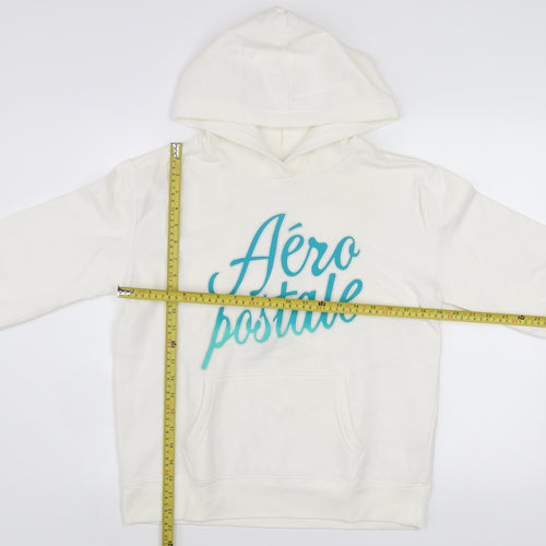 Aeropostale Womens White Pullover Hoodie Medium Cotton Blend