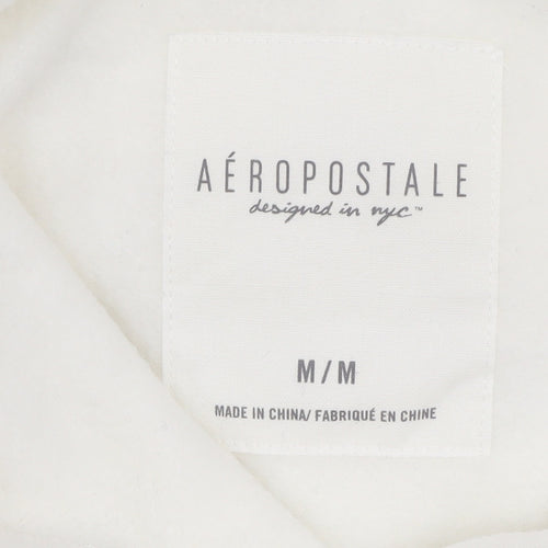 Aeropostale Womens White Pullover Hoodie Medium Cotton Blend