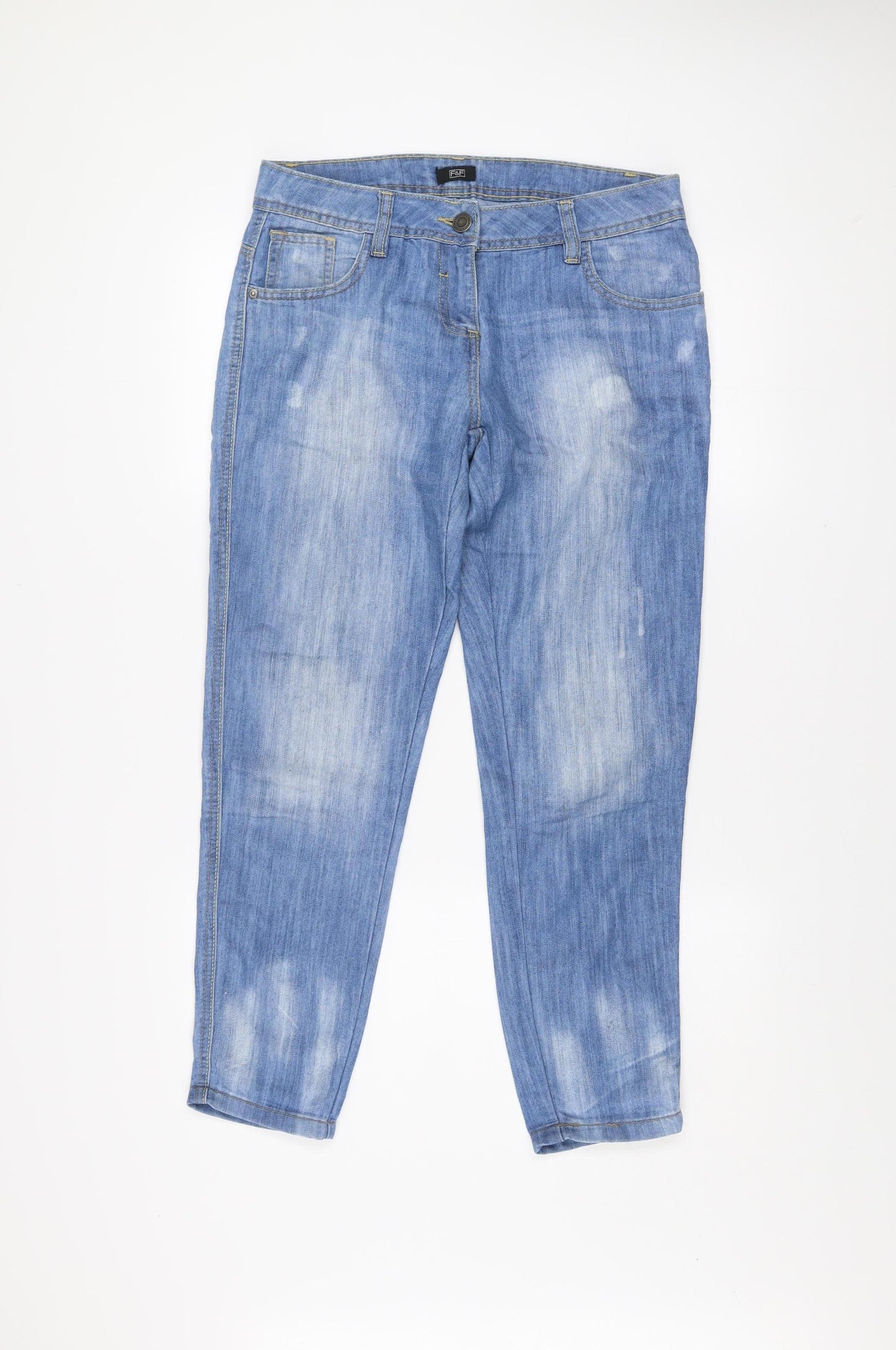F&F Women’s Blue Mid Rise Straight Jeans Size 10 Short