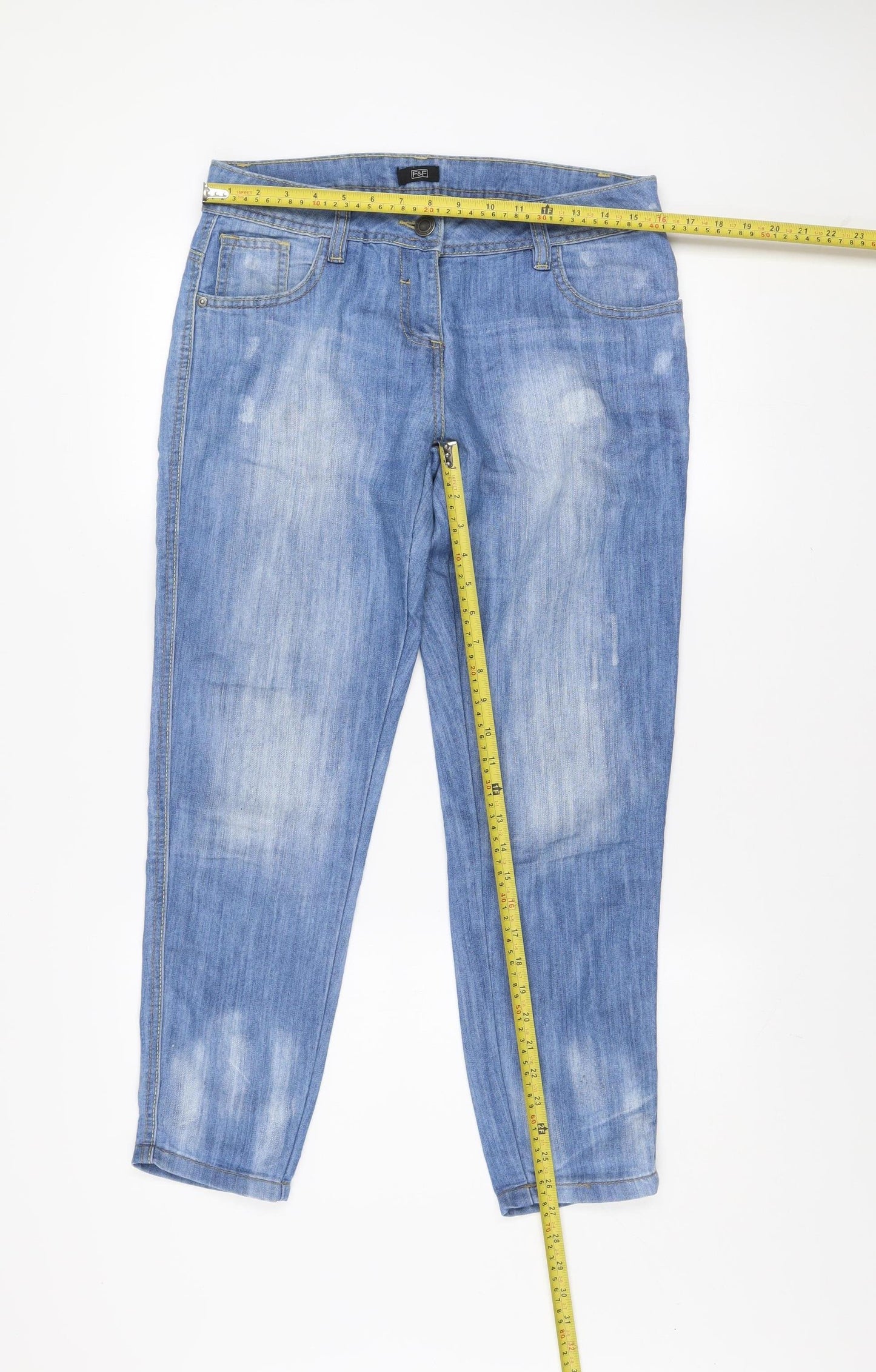 F&F Women’s Blue Mid Rise Straight Jeans Size 10 Short