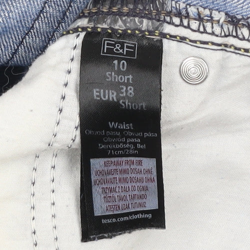 F&F Women’s Blue Mid Rise Straight Jeans Size 10 Short