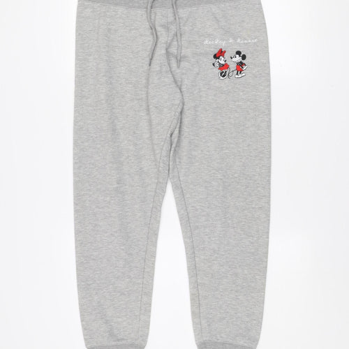 Disney Womens Grey Jogger Sweatpants Size 12-14 Mickey & Minnie Character