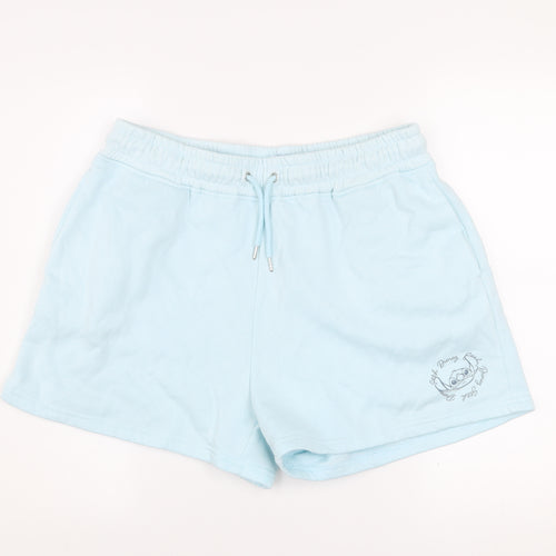 Disney Women Blue L Sweat Shorts Regular Fit Lightweight Activewear